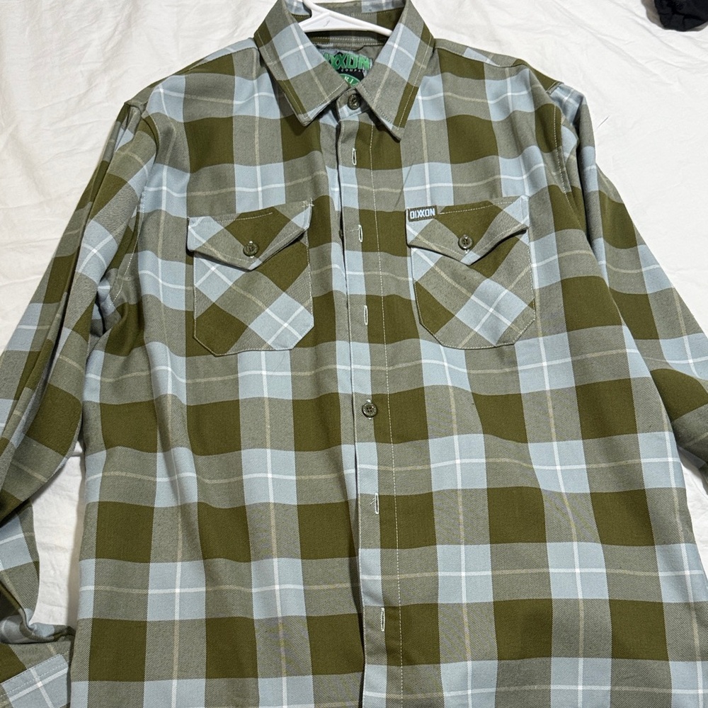 DIXXON Olive and Light Gray Plaid Men's Shirt